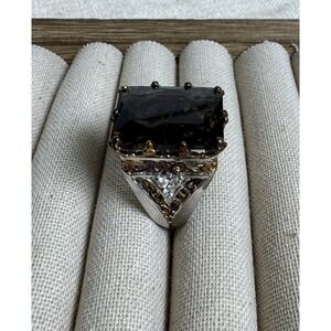 Gems en Vogue 6‎ Michael Valitutti NH Sterling & Gold Vermeil Smokey Quartz Ring